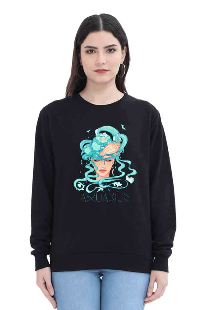 WOMEN || SWEATSHIRT || ZODIAC SIGN || ASTROLOGY || AQUARIUS || CONFIDENCE || WATER || PSYCHEDELIC ART || BIRTHDAY || GIFT FOR HER