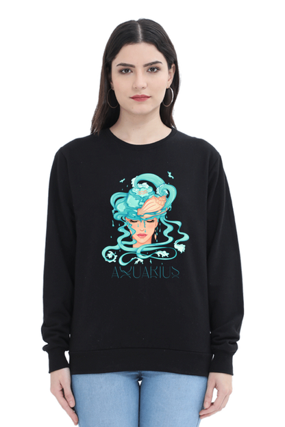 WOMEN || SWEATSHIRT || ZODIAC SIGN || ASTROLOGY || AQUARIUS || CONFIDENCE || WATER || PSYCHEDELIC ART || BIRTHDAY || GIFT FOR HER