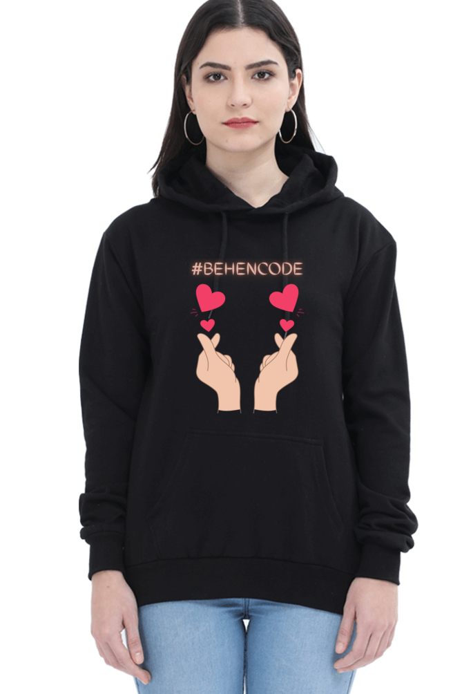 WOMEN || HOODIE SWEATSHIRT || HEART SYMBOL || SISTERHOOD || FRIENDSHIP || HAND GESTURE || FINGER HEART || SISTER LOVE || BEHENCODE || TRENDY WOMEN’S FASHION