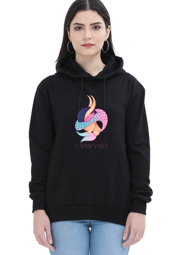 WOMEN || HOODIE SWEATSHIRT || ZODIAC SIGN || ASTROLOGY || CAPRICORN || EARTH || VECTOR ART || MERMAID || HORNED GOAT || BIRTHDAY || GIFT FOR HER