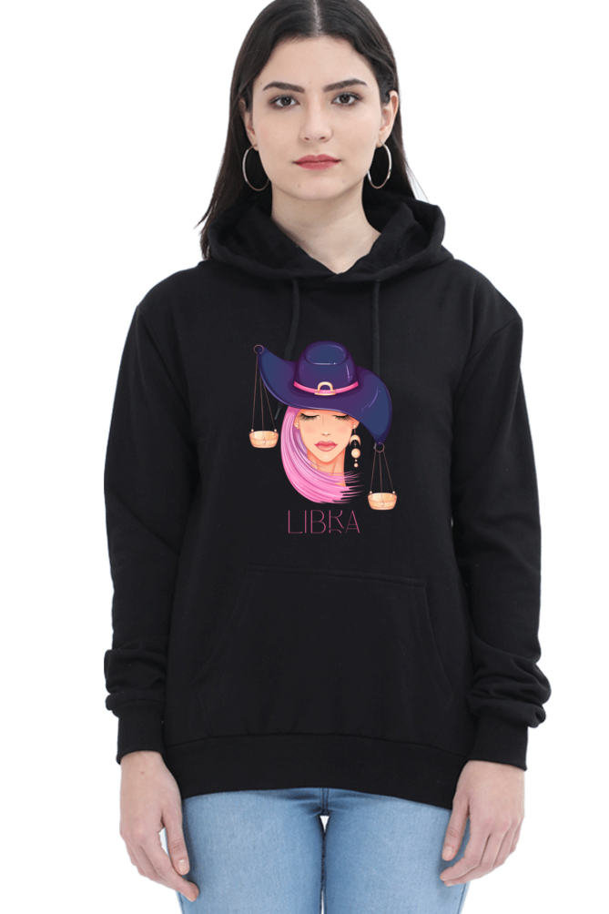 WOMEN || HOODIE SWEATSHIRT || ZODIAC SIGN || ASTROLOGY || LIBRA ||  EXTROVERT || FRIENDLY || EARRINGS DESIGN || ELEGANT || VECTOR ART || BIRTHDAY || GIFT FOR HER