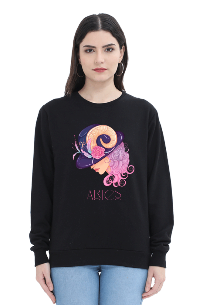 WOMEN || SWEATSHIRT || ZODIAC SIGN || ASTROLOGY || ARIES || FLORAL PRINT || BIRTHDAY || GIFTS FOR HER