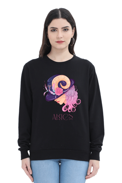 WOMEN || SWEATSHIRT || ZODIAC SIGN || ASTROLOGY || ARIES || FLORAL PRINT || BIRTHDAY || GIFTS FOR HER