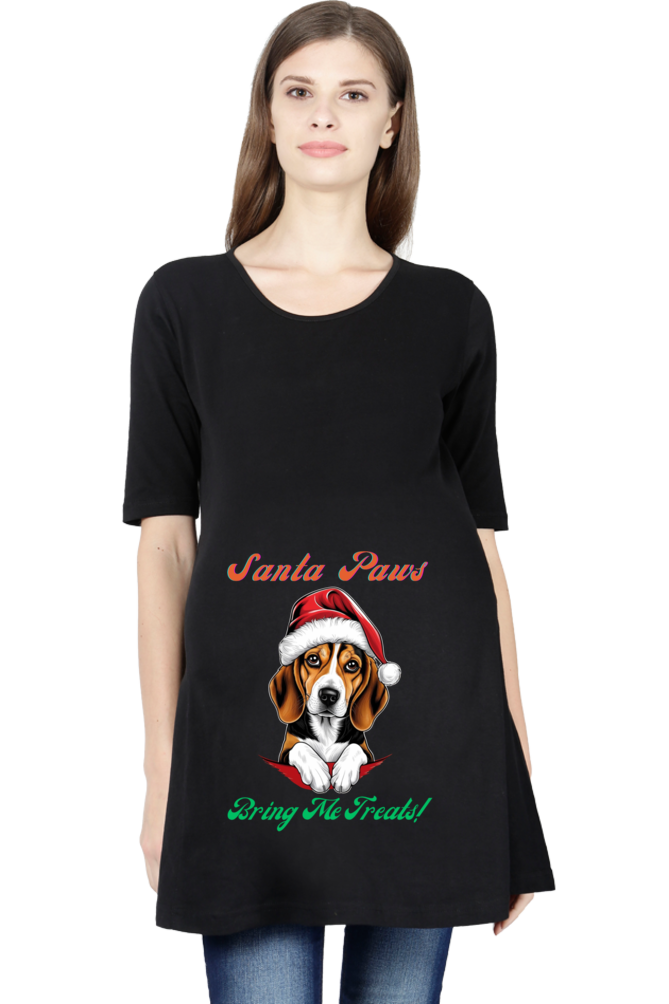 WOMEN || MATERNITY TSHIRT HALF SLEEVE || MERRY CHRISTMAS || DOG LOVER || CUTE DOG || BEAGLE || SANTA CLAUS || CHRISTMAS GIFT || GIFT IDEAS