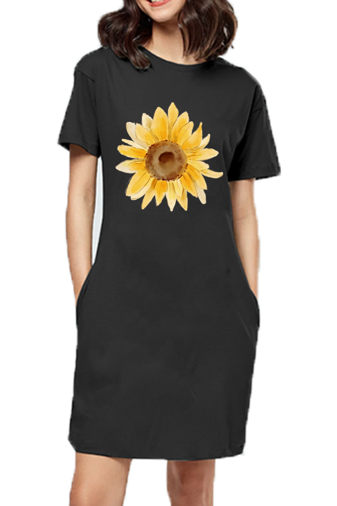 WOMEN || T-SHIRT DRESS || FLOWER || FLORAL PRINT || SUNFLOWER || BOHO || NATURE || GIFT FOR HER