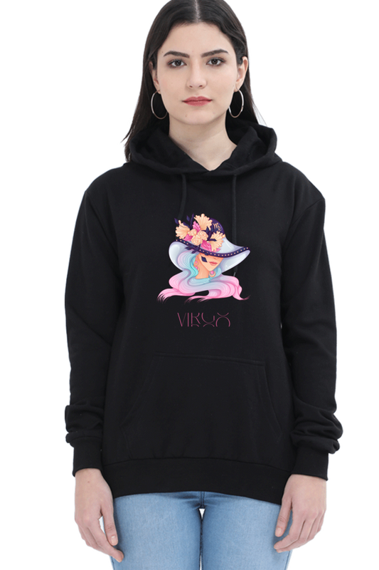 WOMEN || HOODIE SWEATSHIRT || ZODIAC SIGN || ASTROLOGY || VIRGO || FLORAL PRINT || VECTOR ART || COSMIC || BIRTHDAY || GIFTS FOR HER