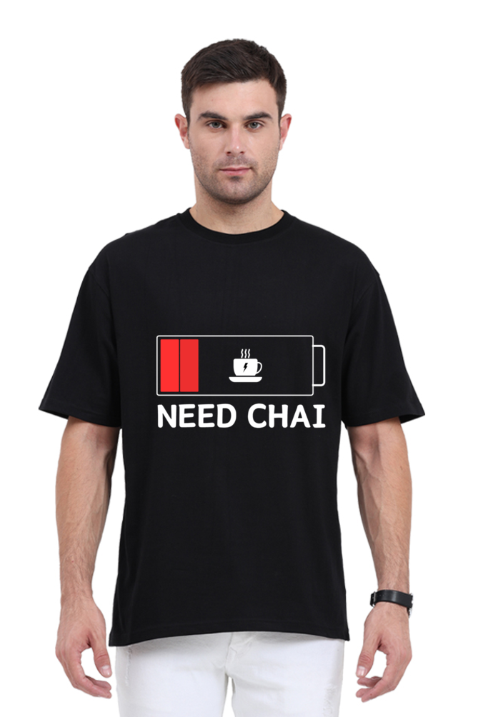 MEN || ROUND NECK OVERSIZED CLASSIC T-SHIRT || STREETWEAR || TEA LOVER || TEA ADDICT || NEED CHAI || INDIAN TEA