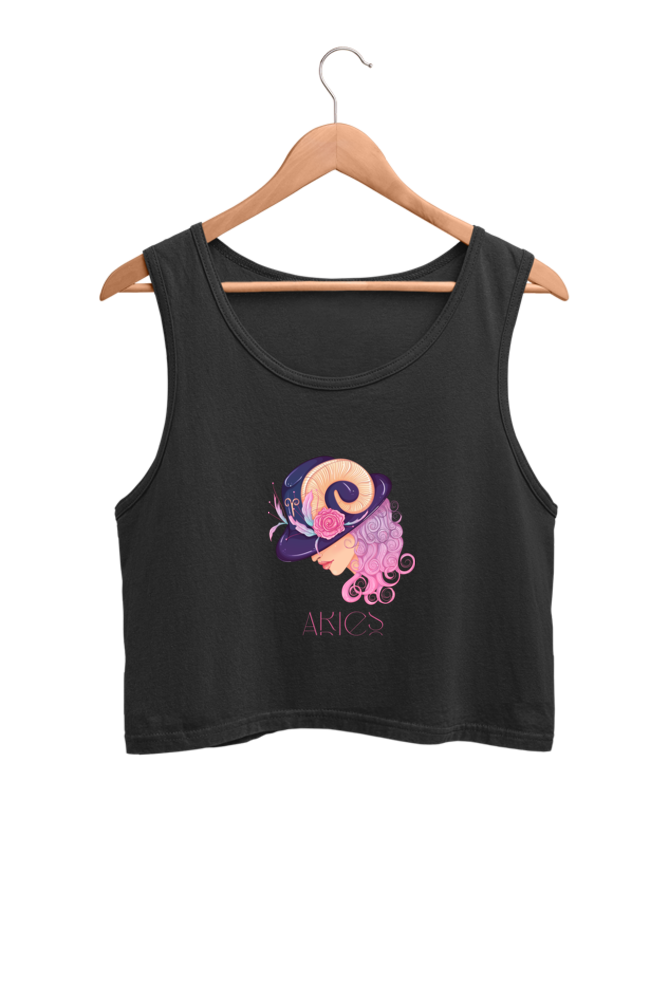 WOMEN || CROP TANK TOP || ZODIAC SIGN || ASTROLOGY || ARIES || FLORAL PRINT || BIRTHDAY || GIFTS FOR HER