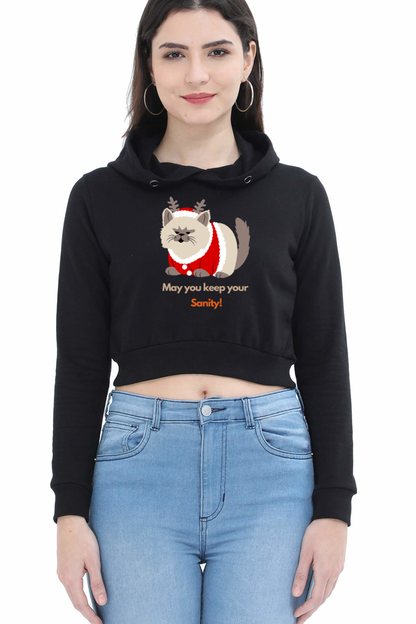 WOMEN || CROP HOODIE || STREETWEAR || MERRY CHRISTMAS || CAT || ANIME || ANIMAL PRINT || CAT LOVER || CUTE CAT || KITTEN || FUNNY || ANIMAL LOVER || CAT MEME || HOLIDAY FASHION || CHRISTMAS GIFTS || WINTER WEAR