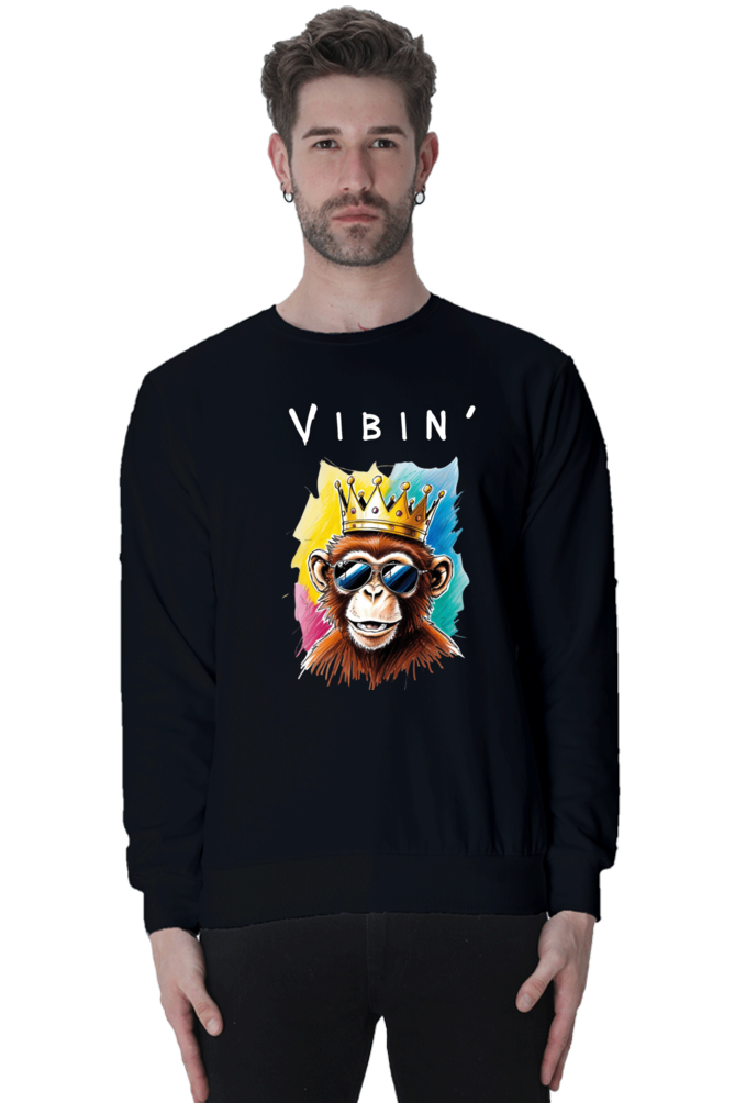 MEN || SWEATSHIRT || STREETWEAR || STREET ART || POSITIVE VIBES || BLACK COLOUR || MONKEY || WINTER WEAR || FASHION