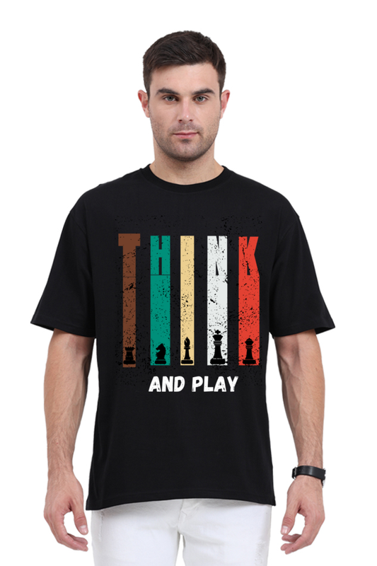 MEN || ROUND NECK OVERSIZED CLASSIC T-SHIRT || CHESS LOVER || THINK AND PLAY