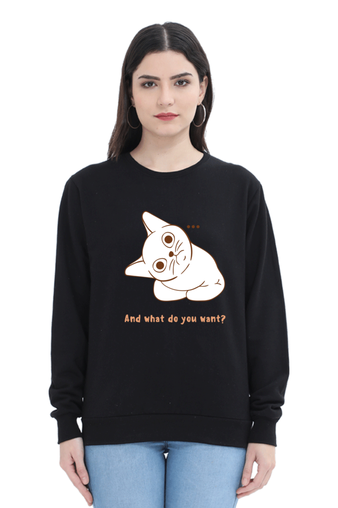 WOMEN || SWEATSHIRT || CAT || ANIME || ANIMAL PRINT || CAT LOVER || CUTE CAT || KITTEN || FUNNY || ANIMAL LOVER || CAT MEME || GRAPHIC DESIGN || GIFT FOR HER || WINTER WEAR