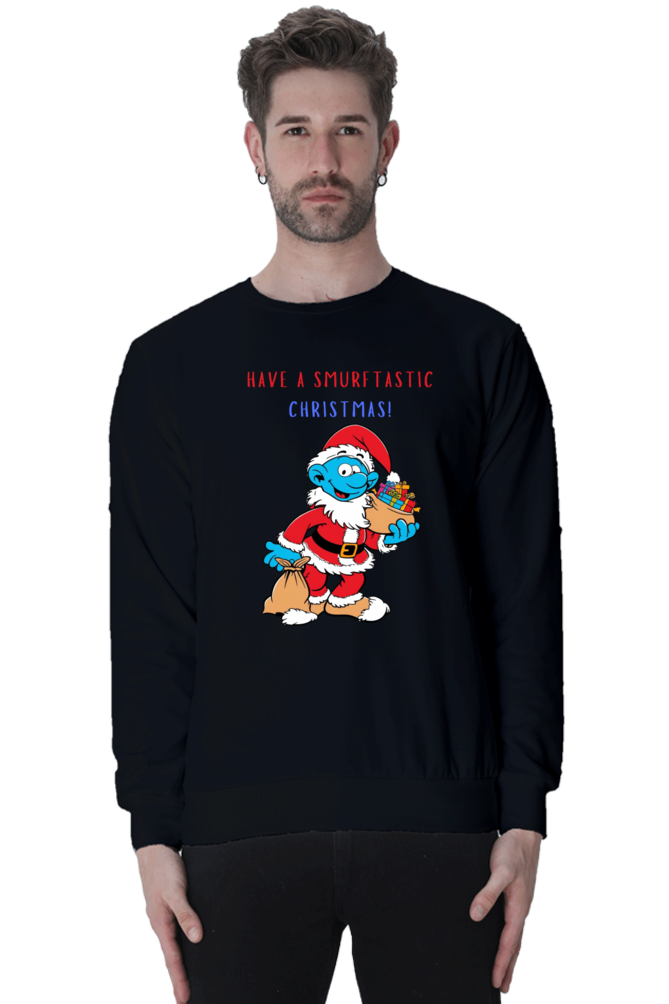 MEN || SWEATSHIRT || FUNNY QUOTES || MERRY CHRISTMAS || SMURFS || SANTA CLAUS || CARTOON CHARACTER || SMURF SANTA || HOLIDAY FASHION || CHRISTMAS GIFTS || WINTER WEAR