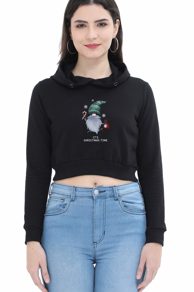 WOMEN || CROP HOODIES || MERRY CHRISTMAS || SANTA CLAUS || BLACK