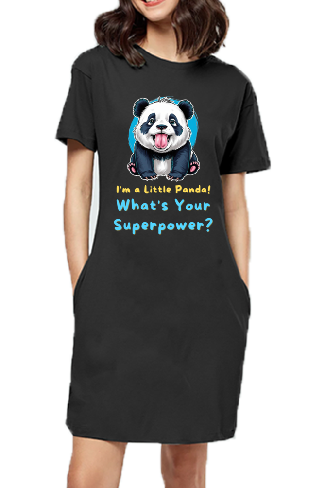 WOMEN || T-SHIRT DRESS || CUTE PANDA || FUNNY QUOTES || PANDA BEAR || VECTOT ART || ANIMAL PRINT || ANIME || FASHION || LITTLE PANDA || GIFT FOR HER