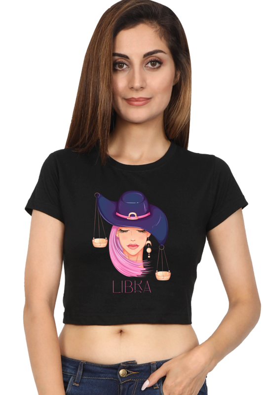 WOMEN || CROP TOP || ZODIAC SIGN || ASTROLOGY || LIBRA || EXTROVERT || FRIENDLY || EARRINGS DESIGN || ELEGANT || VECTOR ART || BIRTHDAY || GIFT FOR HER