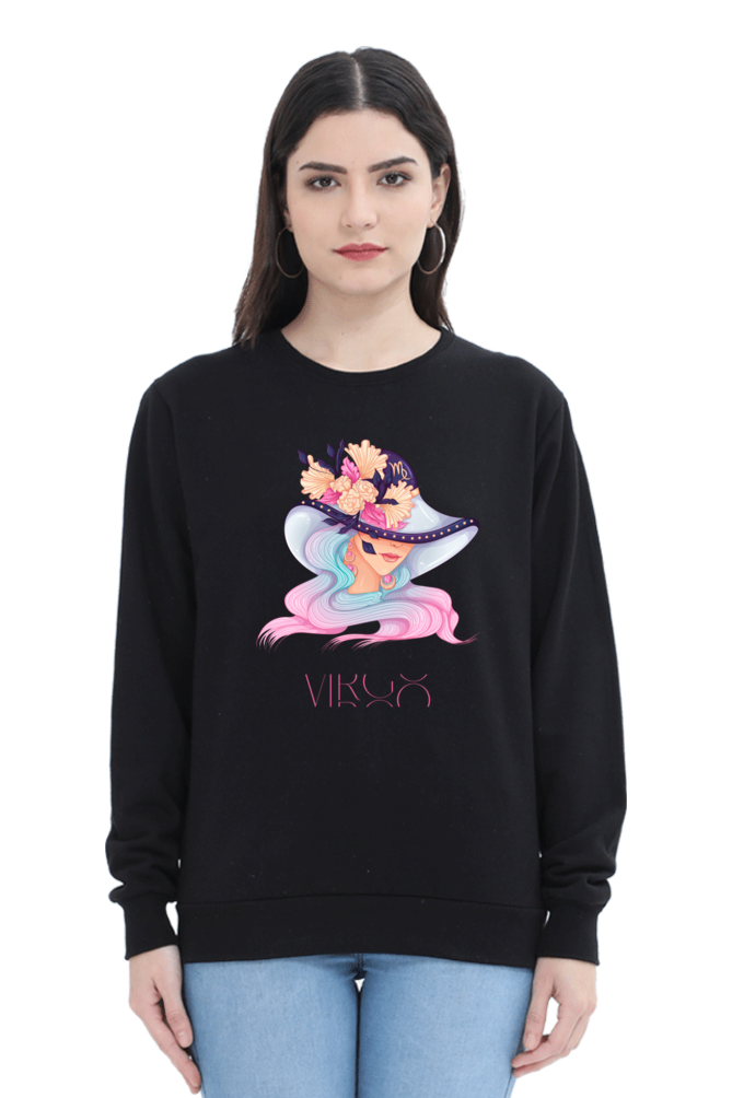 WOMEN || SWEATSHIRT || ZODIAC SIGN || ASTROLOGY || VIRGO || FLORAL PRINT || VECTOR ART || COSMIC || BIRTHDAY || GIFTS FOR HER