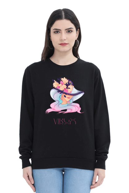 WOMEN || SWEATSHIRT || ZODIAC SIGN || ASTROLOGY || VIRGO || FLORAL PRINT || VECTOR ART || COSMIC || BIRTHDAY || GIFTS FOR HER