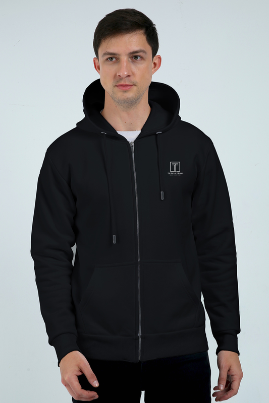 MEN || ZIP HOODIE || STREETWEAR || TEEK-LISHH || BLACK COLOUR || WEAR YOUR VIBE || MINIMALIST || WINTER WEAR