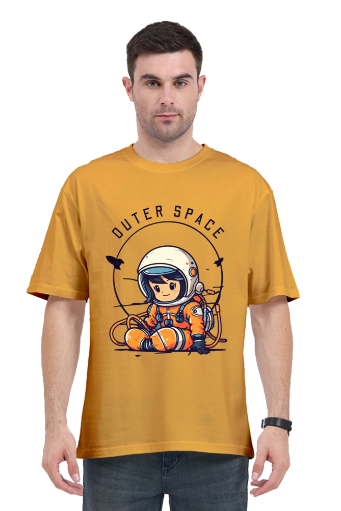 MEN || ROUND NECK OVERSIZED CLASSIC T-SHIRT || SPACE GRAPHIC || CUTE ASTRONAUT || VECTOR ART