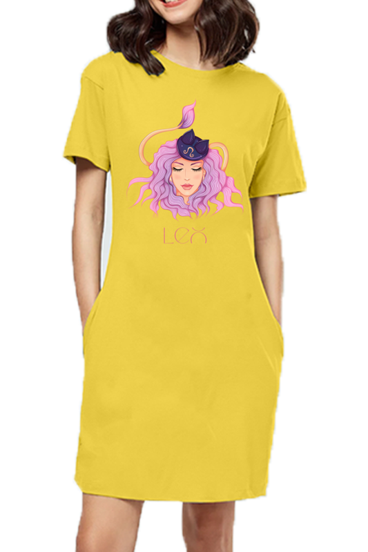 WOMEN || T-SHIRT DRESS || || ZODIAC SIGN || ASTROLOGY || LEO || BRAVERY || STRENGTH || BIRTHDAY || GIFTS FOR HER