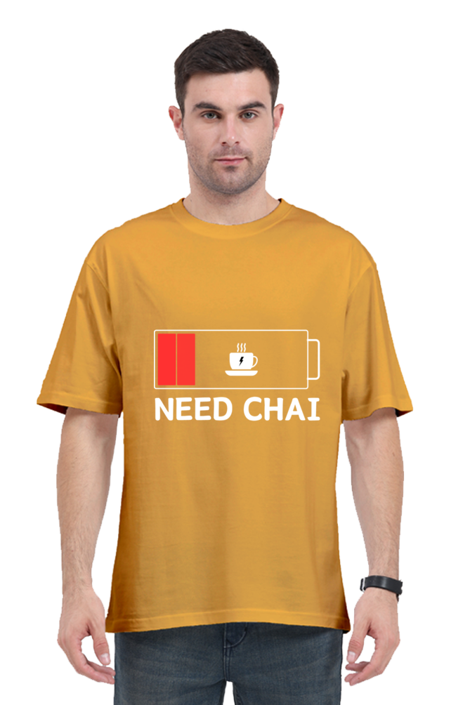 MEN || ROUND NECK OVERSIZED CLASSIC T-SHIRT || STREETWEAR || TEA LOVER || TEA ADDICT || NEED CHAI || INDIAN TEA