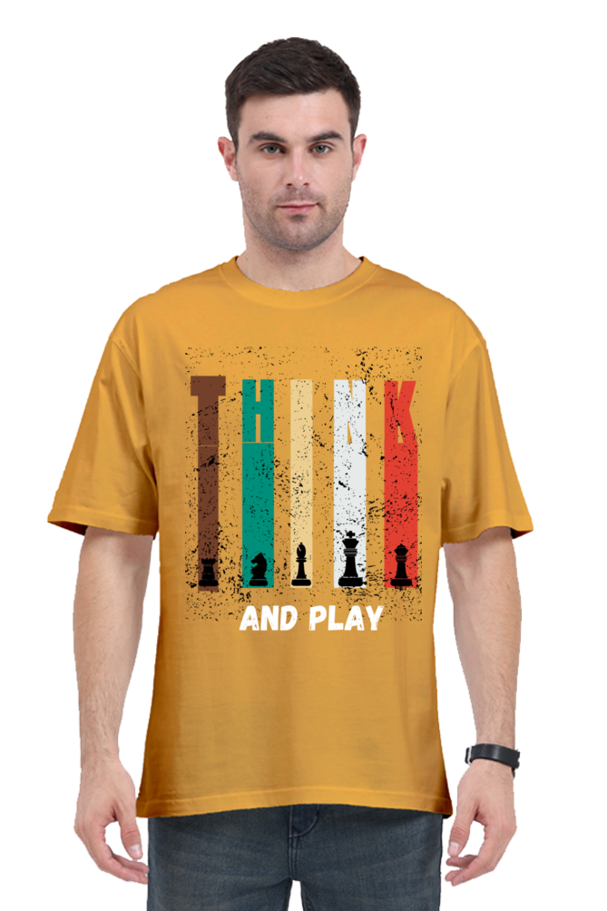 MEN || ROUND NECK OVERSIZED CLASSIC T-SHIRT || CHESS LOVER || THINK AND PLAY