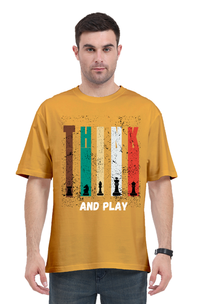 MEN || ROUND NECK OVERSIZED CLASSIC T-SHIRT || CHESS LOVER || THINK AND PLAY