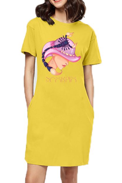 WOMEN || T-SHIRT DRESS || ZODIAC SIGN || ASTROLOGY || SCORPIO || WATER SIGN || LOYALTY || DEVOTIONAL || FANTASY || BIRTHDAY || GIFT FOR HER