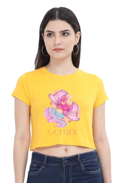 WOMEN || CROP TOP || ZODIAC SIGN || ASTROLOGY || GEMINI || FLORAL PRINT || BIRTHDAY || GIFTS FOR HER