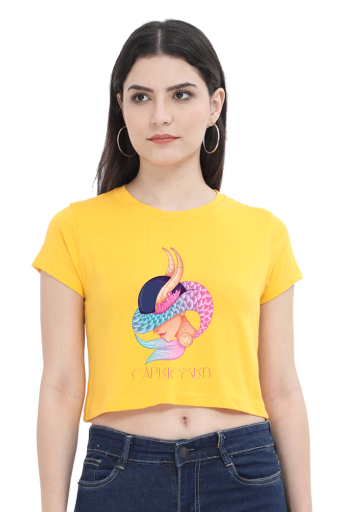 WOMEN || CROP TOP || ZODIAC SIGN || ASTROLOGY || CAPRICORN || EARTH || VECTOR ART || MERMAID || HORNED GOAT || BIRTHDAY || GIFT FOR HER