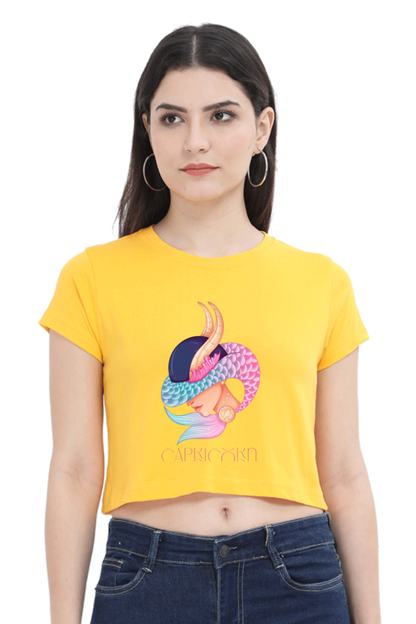 WOMEN || CROP TOP || ZODIAC SIGN || ASTROLOGY || CAPRICORN || EARTH || VECTOR ART || MERMAID || HORNED GOAT || BIRTHDAY || GIFT FOR HER