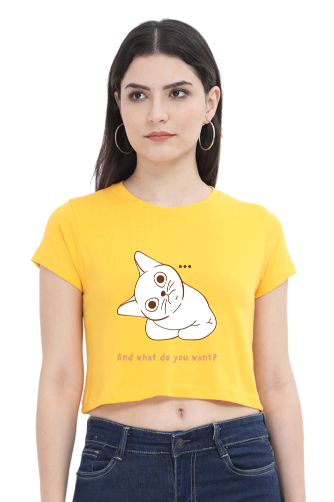 WOMEN || CROP TOP || CAT || ANIME || ANIMAL PRINT || CAT LOVER || CUTE CAT || KITTEN || FUNNY || ANIMAL LOVER || QUIRKY || CAT MEME || GRAPHIC DESIGN || GIFT FOR HER