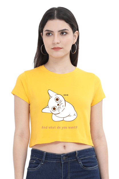 WOMEN || CROP TOP || CAT || ANIME || ANIMAL PRINT || CAT LOVER || CUTE CAT || KITTEN || FUNNY || ANIMAL LOVER || QUIRKY || CAT MEME || GRAPHIC DESIGN || GIFT FOR HER