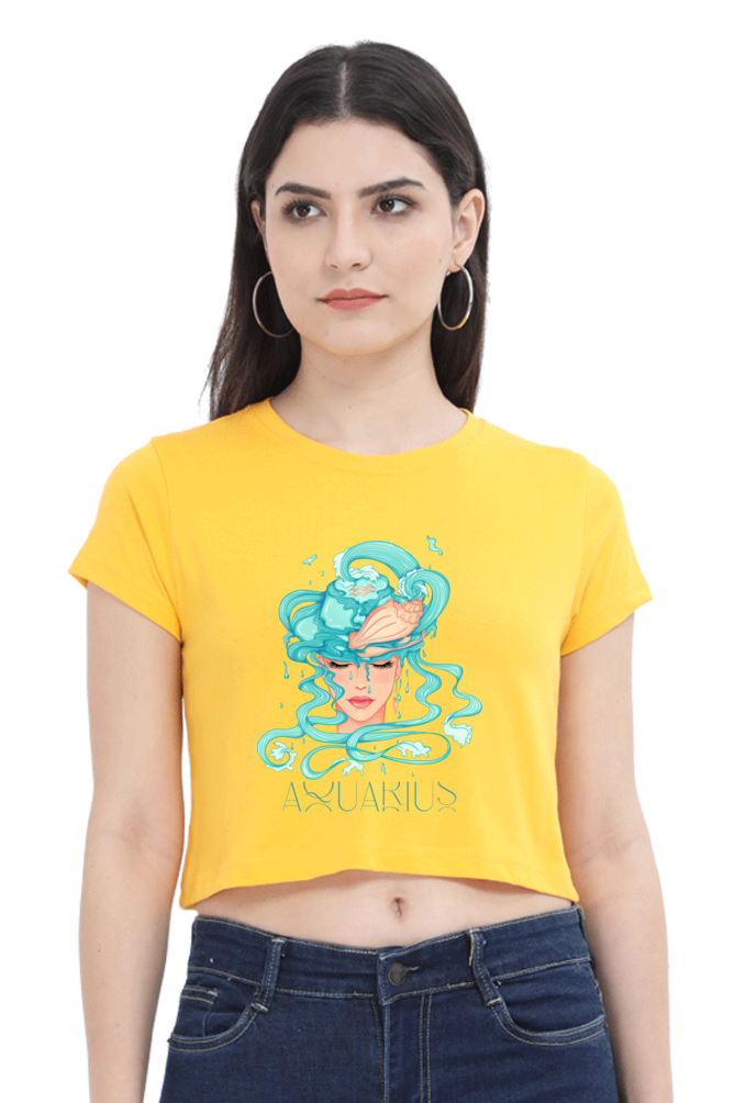 WOMEN || CROP TOP || ZODIAC SIGN || ASTROLOGY || AQUARIUS || CONFIDENCE || WATER || PSYCHEDELIC ART || BIRTHDAY || GIFT FOR HER