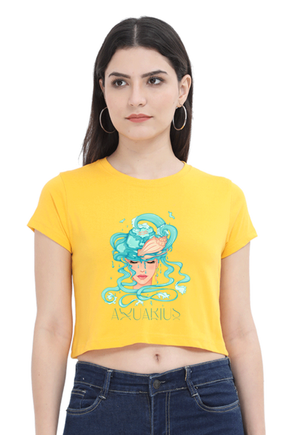 WOMEN || CROP TOP || ZODIAC SIGN || ASTROLOGY || AQUARIUS || CONFIDENCE || WATER || PSYCHEDELIC ART || BIRTHDAY || GIFT FOR HER