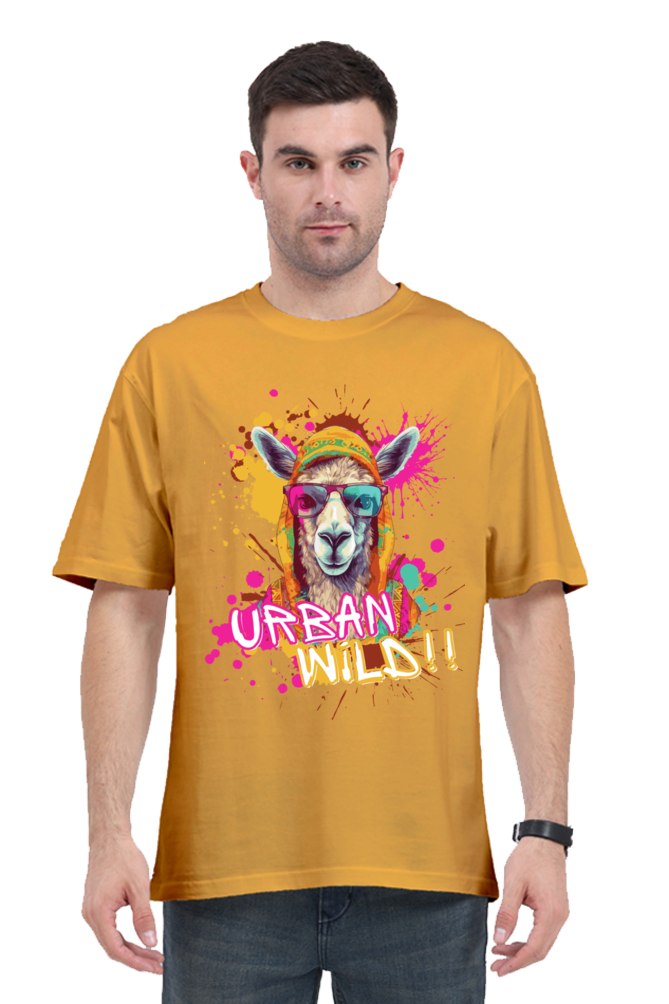 MEN || ROUND NECK OVERSIZED CLASSIC T-SHIRT || STREETWEAR  || ANIMAL PRINT || BOLD GRAPHICS || FASHION || QUIRKY || COLORFUL || LLAMA