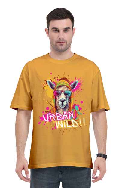 MEN || ROUND NECK OVERSIZED CLASSIC T-SHIRT || STREETWEAR  || ANIMAL PRINT || BOLD GRAPHICS || FASHION || QUIRKY || COLORFUL || LLAMA