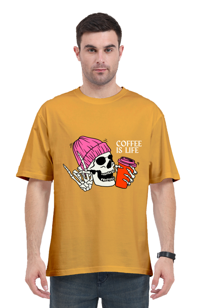 MEN || ROUND NECK OVERSIZED CLASSIC T-SHIRT || STREETWEAR || STREET ART || COFFEE LOVER || COFFEE ADDICT || SKULL || ZOMBIE || FUNNY QUOTES || MINIMALIST