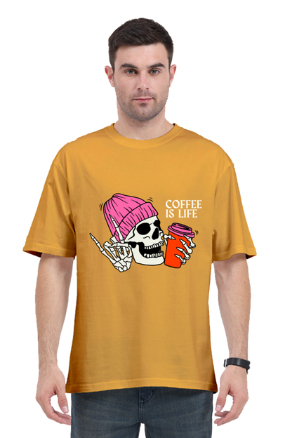 MEN || ROUND NECK OVERSIZED CLASSIC T-SHIRT || STREETWEAR || STREET ART || COFFEE LOVER || COFFEE ADDICT || SKULL || ZOMBIE || FUNNY QUOTES || MINIMALIST