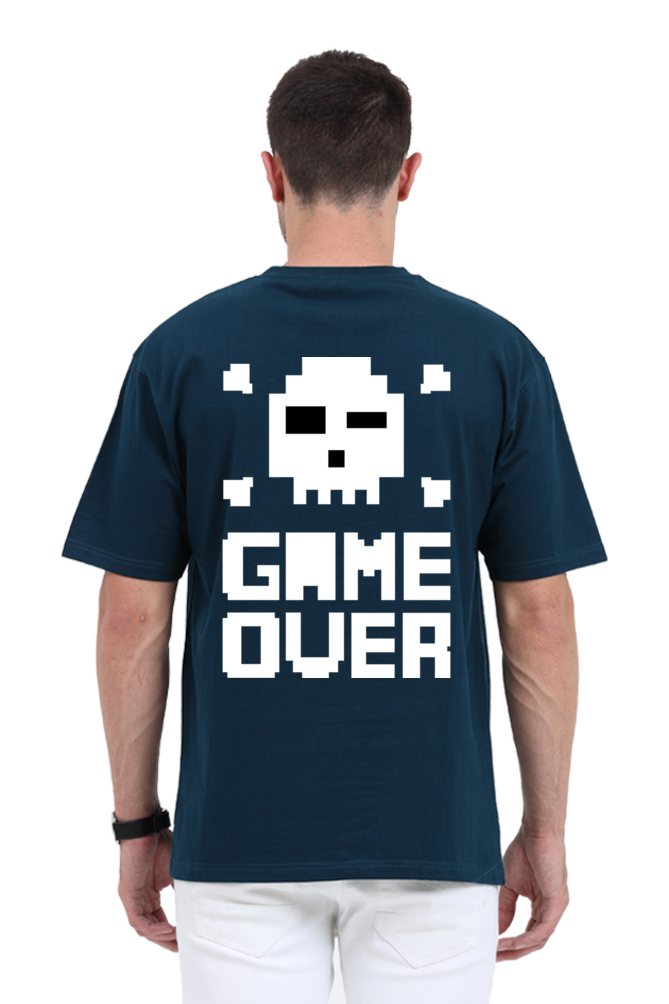 MEN || ROUND NECK OVERSIZED CLASSIC T-SHIRT || GAMING || RETRO || NINTENDO || VIDEO GAME || GAMER STYLE || GAME OVER || BACK DESIGN