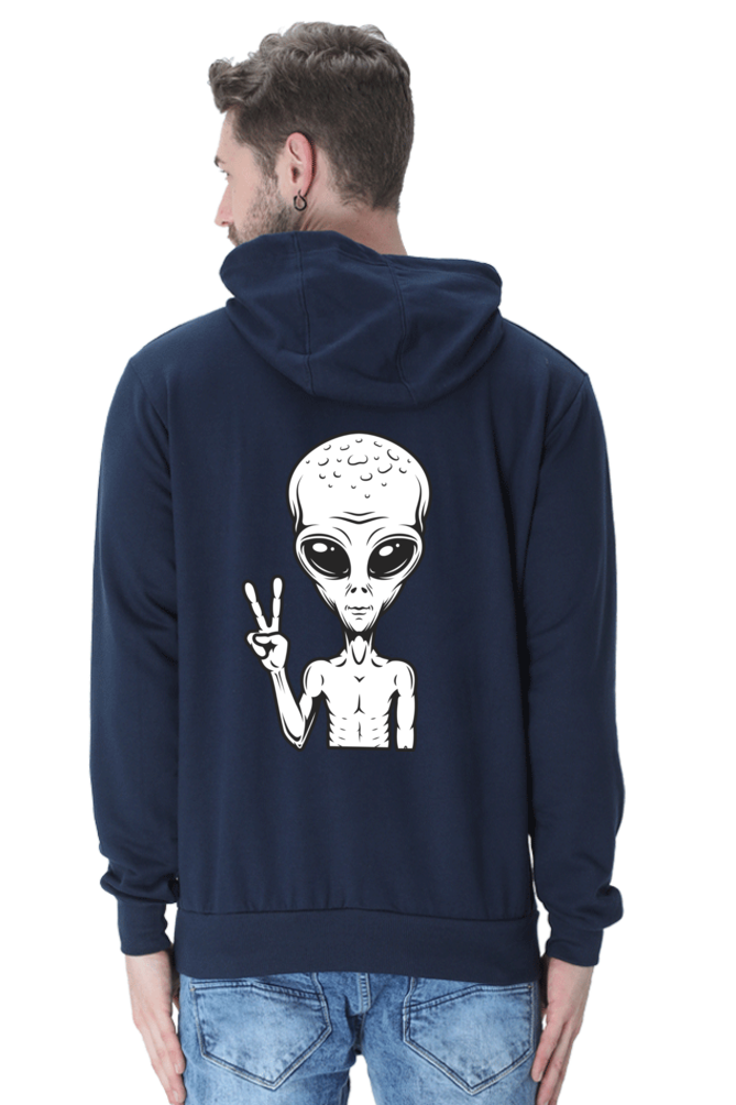 MEN || HOODIE SWEATSHIRT || CHARACTER PORTRAIT HOODIE || ALIEN PEACE SIGN