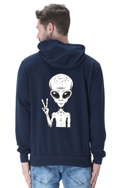 MEN || HOODIE SWEATSHIRT || CHARACTER PORTRAIT HOODIE || ALIEN PEACE SIGN