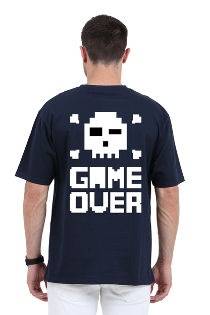 MEN || ROUND NECK OVERSIZED CLASSIC T-SHIRT || GAMING || RETRO || NINTENDO || VIDEO GAME || GAMER STYLE || GAME OVER || BACK DESIGN