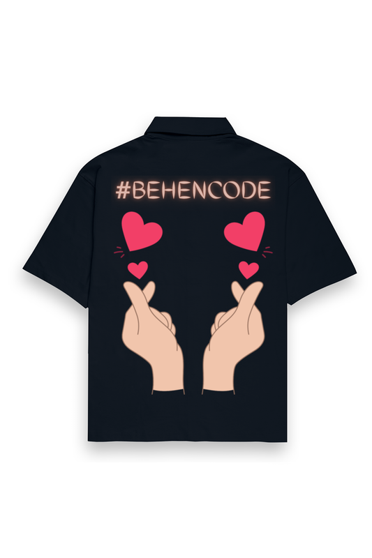 WOMEN || OVERSIZED SHIRT || HEART SYMBOL || SISTERHOOD || FRIENDSHIP || HAND GESTURE || FINGER HEART || SISTER LOVE || BEHENCODE || TRENDY WOMEN’S FASHION || BACK DESIGN