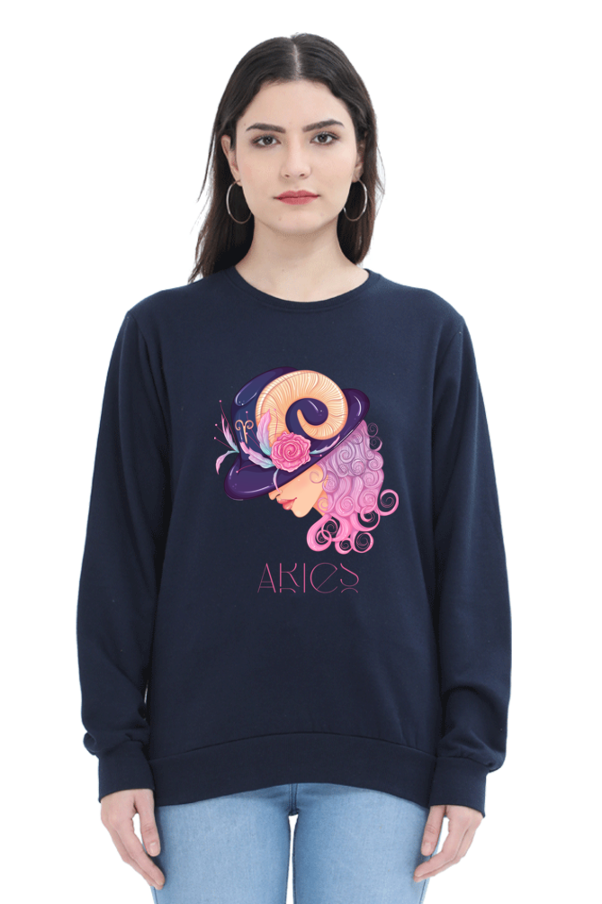 WOMEN || SWEATSHIRT || ZODIAC SIGN || ASTROLOGY || ARIES || FLORAL PRINT || BIRTHDAY || GIFTS FOR HER