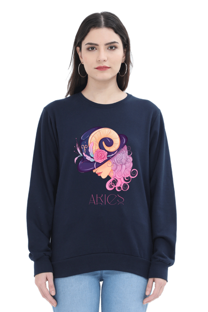 WOMEN || SWEATSHIRT || ZODIAC SIGN || ASTROLOGY || ARIES || FLORAL PRINT || BIRTHDAY || GIFTS FOR HER