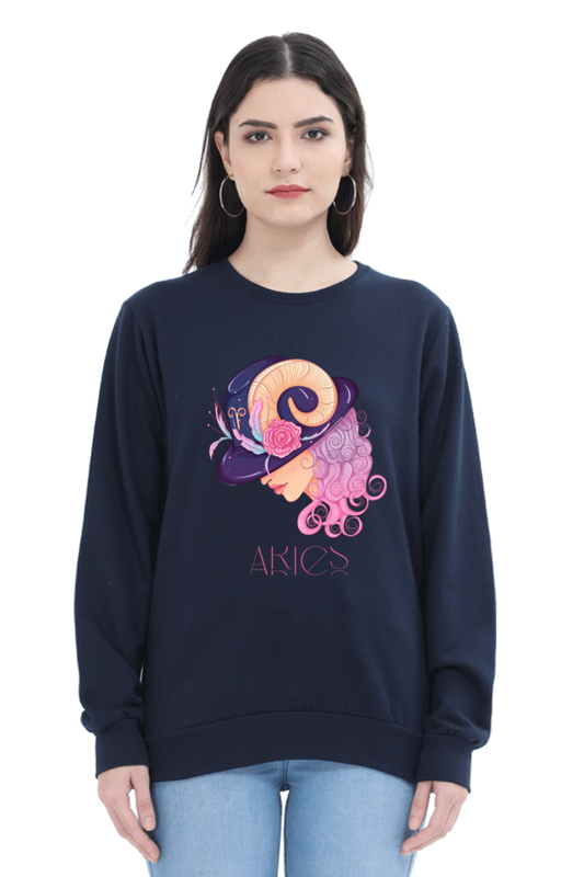 WOMEN || SWEATSHIRT || ZODIAC SIGN || ASTROLOGY || ARIES || FLORAL PRINT || BIRTHDAY || GIFTS FOR HER