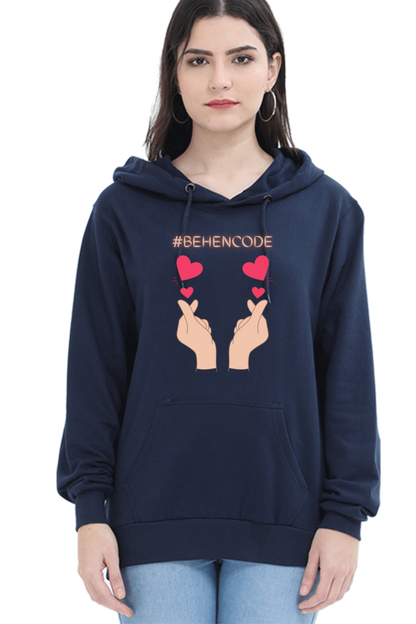 WOMEN || HOODIE SWEATSHIRT || HEART SYMBOL || SISTERHOOD || FRIENDSHIP || HAND GESTURE || FINGER HEART || SISTER LOVE || BEHENCODE || TRENDY WOMEN’S FASHION