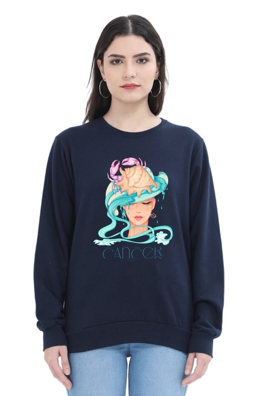 WOMEN || SWEATSHIRT || ZODIAC SIGN || ASTROLOGY || CANCER || CRAB DESIGN || PSYCHEDELIC ART || BIRTHDAY || GIFTS FOR HER